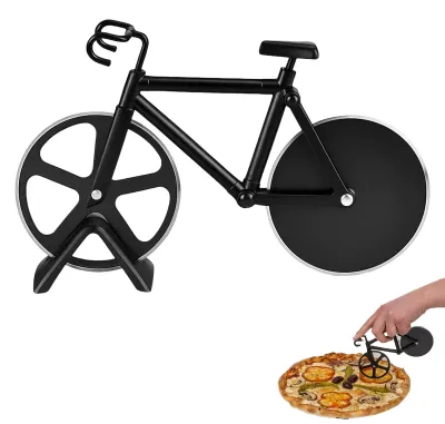 Pizzaschneider Fahrrad-Design, Edelstahl, lustiges Pizzarad, 1 Stück