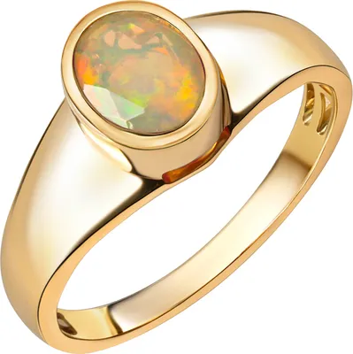 Produktbild von V Ring 585/- Gold gelb 018 (57,0) Opal weiß 400370113-7