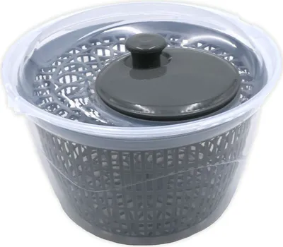 Produktbild von Salatschleuder 5 Liter Salattrockner mit Deckel Ø 25 cm Salatschüssel mit Kurbel & Siebeinsatz Salat Schleuder Kunststoff Grau