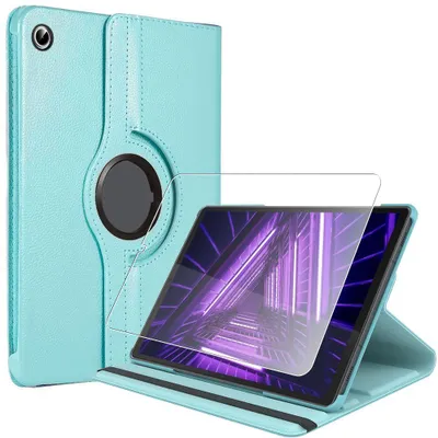 Image de Coque + Verre Trempé pour Lenovo Tab M10 Plus 10,3 Pouces FHD, Etui Rotatif Multi-Angle Bleu