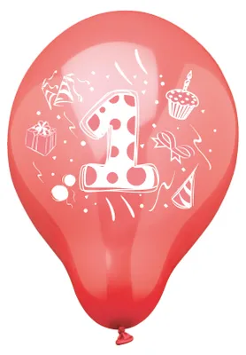 Obrázek produktu pro Papstar Zahlenluftballons Ø 25 cm farbig sortiert Zahl 1