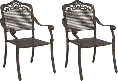Obrázok produktu pre vidaXL záhradné kreslo 2 ks bronz 55 x 56,5 x 91cm hliník
