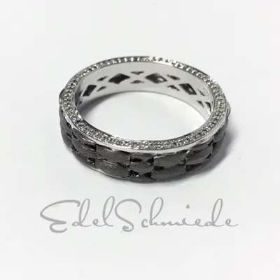 Produktbild von Edelschmiede925 moderner Bandring in 925/- Sterling Silber rutheniert mit Zirkonias Ringgröße 58