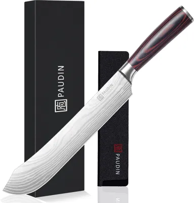 Produktbild von PAUDIN N23 Bullnose-Schlachtermesser 25 cm – Robust, handgefertigt und langlebig – Damastmuster – inklusive Messerschutz