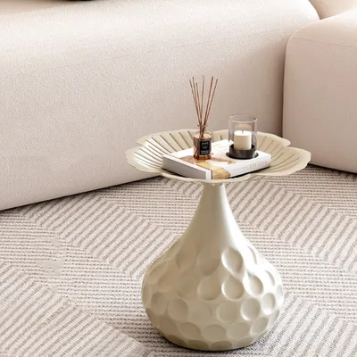 Produktbild von Beistelltisch, Obstpräsentationstisch, Hochtisch mit Obstschale, Moderner Couchtisch fürs Wohnzimmer, Kaffeetisch, Tisch, Sofatisch Beige 【GJCJ1013】