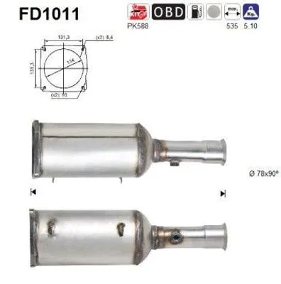 Produktbild von AS FD1011 Dieselpartikelfilter Rußpartikelfilter DPF für FIAT Ulysse (179) Abgasanlage Diesel