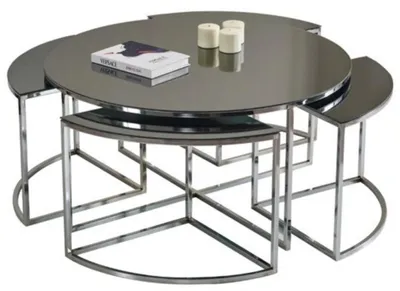 Obrázok produktu pre Štýlový konferenčný stolík do obývačky, kovový, , luxusný, pohodlný, elegantný, strieborný