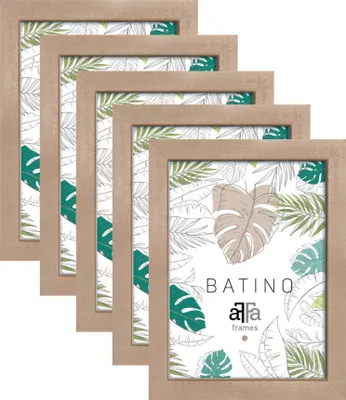 Produktbild von aFFa frames, Batino, Bilderrahmen aus Holz, mit Acrylglasfront, HDF-Hintergrund, Beige, 15x21 cm, 5er Set