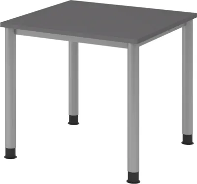 Produktbild von bümö Schreibtisch Serie-H - Gestell: Silber, Größe:  80 x 80 cm, Nachbildung: Graphit