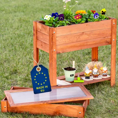 Produktbild von ITA Hochbeet mit Frühbeetaufsatz 80x37x78 cm - Pflanzkasten mit Deckel, Ablageboden, Innenfolie - EU - Direkt vom Hersteller - ausHolz - Blumenkasten für Garten Balkon Terrasse - Braun