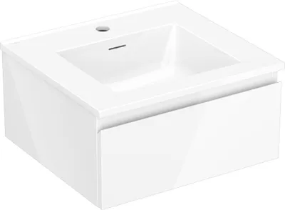 Produktbild von Mexen Orio Schrank 50 cm mit Waschbecken Otis, 1 Schublade, weiß glänzend - 91A10-05023-1-BF00-W18M00