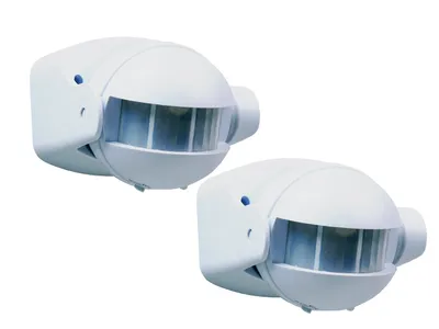 Produktbild von 2er Pack Bewegungsmelder weiß, 12m / 180° einstellbar Zeitintervall; IP44
