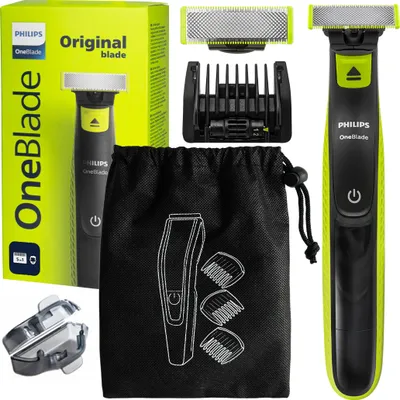 Image de Philips OneBlade Rasoir QP2724/20 Noir Vert avec kit de voyage