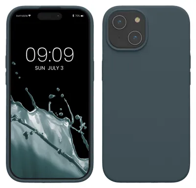 Produktbild von kwmobile Handyhülle für iPhone 15 Hülle, für iPhone 15 Case - Hülle Silikon - kabelloses Laden - Dunkler Schiefer