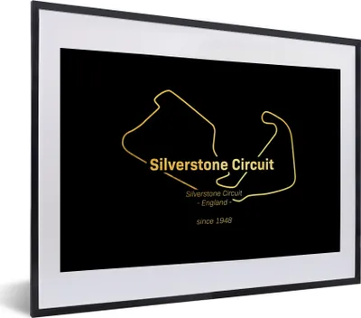 Produktbild von MuchoWow® Gerahmtes Poster F1 - Silverstone - England 40x30 cm - Poster mit Schwarzem Bilderrahmen Wandposter Rahmen Foto Bilder - Bilderrahmen - Poster im Rahmen