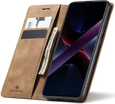 Zdjęcie produktu dla Etui z klapką SPACECASE Wallet do Poco X7 Pro 5G Brązowy