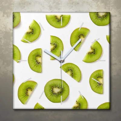Produktbild von Wohnzimmer Leinwand Uhr Geräuschlos Küche 30x30 Weiße, Früchte, Motive, weiße Zeiger