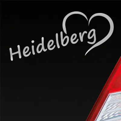 Produktbild von Auto Aufkleber Heidelberg Herz Stadt City Liebe Love 19x8 cm Silber Sticker Heckscheibenaufkleber