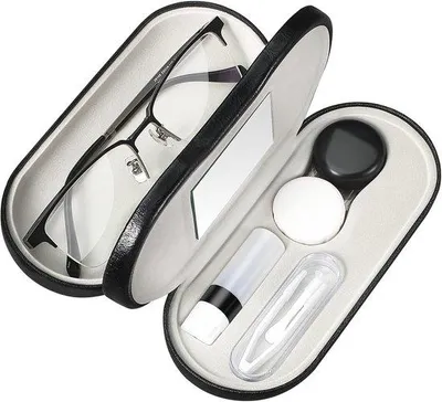 Produktbild von Famanu Brillenetui 2-in-1 mit Kontaktlinsenhalter und Zubehör - ideal für Reisen