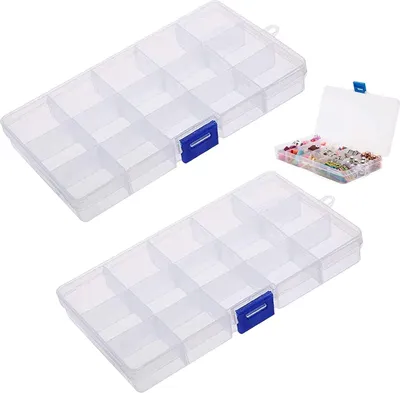 Produktbild von 2 Stück Sortierbox Verstellbare Schmuck Organizer Box Verstellbare mit 15 Fächern und Deckel zur Aufbewahrung von Schrauben,Perlen,Ohrringen