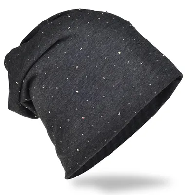 Produktbild von Beanie Muetze Strass Nieten Anthrazit