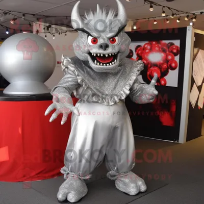 Immagine prodotto di Personaggio del costume della mascotte REDBROKOLY del diavolo d argento vestito con un abito da ballo e fermacravatta