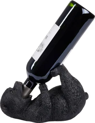 Produktbild von BRUBAKER Weinflaschenhalter durstiger Bär - Flaschenhalter Besoffene Tiere - Flaschenständer lustig - Bar Weinzubehör Deko Figur Handbemalt Schwarz - Witzige Dekoration Wein Geschenk