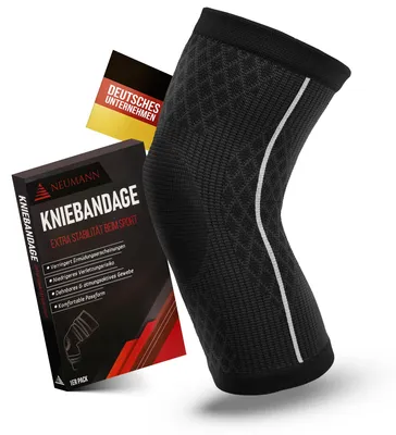 Produktbild von NEUMANN® Kniebandage - Kniestütze mit Kompression am Kniegelenk, Meniskus und Kreuzband - Orthopädische Passform für Männer & Frauen - Gegen Arthrose und Schmerzen (Eine Bandage, Gr. S)