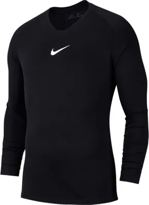 A black long-sleeved shirt with a white Nike logo on the chest.