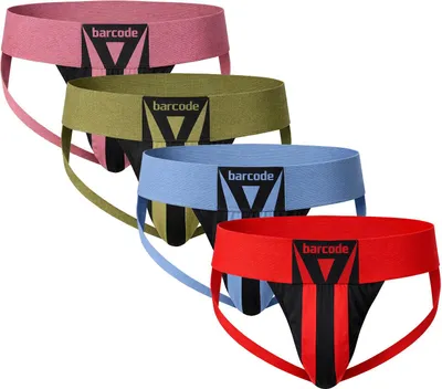 Produktbild von Barcode Berlin - Herren Unterwäsche - Jockstrap Vorteilspack Jock Zuri Red + Bluebeige + Darkarmy + Brownishpurple - Größe L