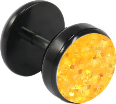 Produktbild von Fake Plug Ohrstecker schwarz Glitterline in verschiedenen Farben und Größen Größe - 6 mm Farbe - Gelb