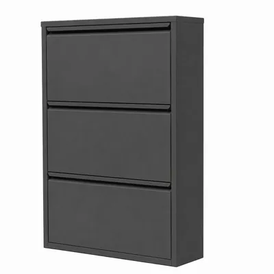 Produktbild von Alveon Schuhkipper Metall 3 Klappen schmal 51 x 15 x 108 cm - Anthrazit