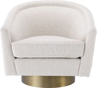 Produktbild von Casa Padrino Luxus Drehsessel Creme / Mattgold 85 x 76 x H. 76 cm - Wohnzimmer Sessel - Wohnzimmermöbel