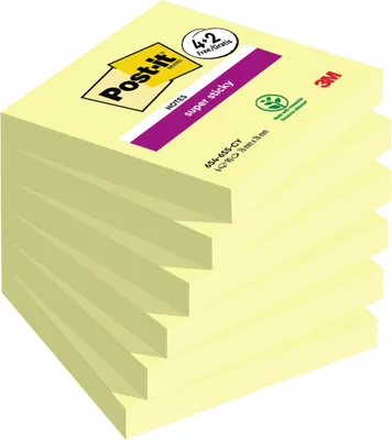 Zdjęcie produktu dla Post-it® 7100259321 4 + 2 GRATIS: Karteczki samoprzylepne Post-it® Super Sticky Notes bardzo grube żółte 4 bloczki + 2 bloczki GRATIS