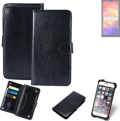 Produktbild von K-S-Trade 360° Hülle kompatibel mit Xiaomi Redmi Note 7 Pro schwarz Kunstleder Case BookCase WalletCase Kunstlederederhülle Handyhülle,