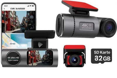 Produktbild von GOLDSTERN-TECH Dashcam GPS, WLAN, Nachtsicht & Parkmodus mit 32GB SD-Karte 4K Ultra HD Auflösung Video 8 MP Auflösung Foto