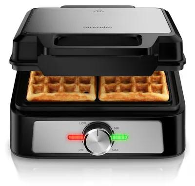 Produktbild von Arendo Waffeleisen doppel, Waffelautomat für belgische Waffeln mit Antihaftbeschichtung, 1600 W, Stufenloser Bräunungsregler, Antihaftbeschichtung & Backampel