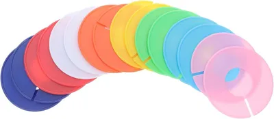 Produktbild von Runde Kleidergrößen-Trenner für Kleiderstangen und Kleiderschränke, 8 Farben, 16 Stück aus Kunststoff, 9/3,5 cm, wiederverwendbar