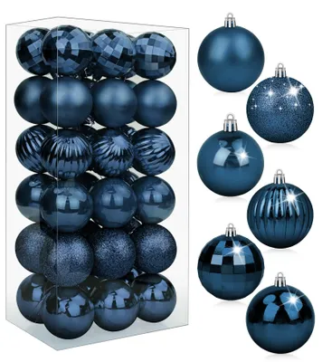 Weihnachtskugeln 6 cm, 36 Stück, unzerbrechlich, Kunststoff, dunkelblau