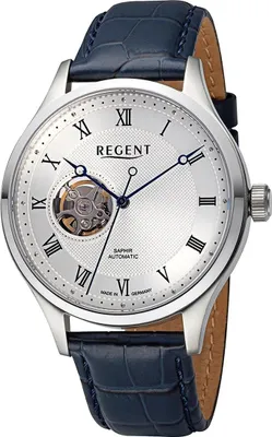 Produktbild von Regent Herren Uhr Leder Armbanduhr Lederarmband Analog blau D2URGM2215