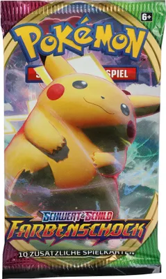 A Pokémon trading card booster pack featuring Pikachu.