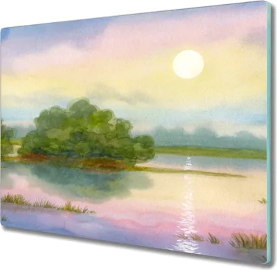 Produktbild von Coloray Herdabdeckplatte 60x52 cm Schneidebrett Kochplattenabdeckung Küchenbrett Hackbrett - Aquarell Natur Baum
