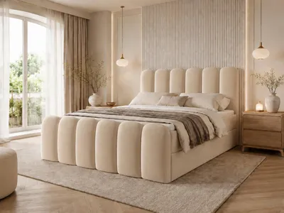 Produktbild von Emlar Boxspringbett Cuddle 140x200 - Komplett-Set mit Matratze und Topper - Polsterbett mit Bettkästen - Boxspringbett Beige (Magic Velvet 2250)