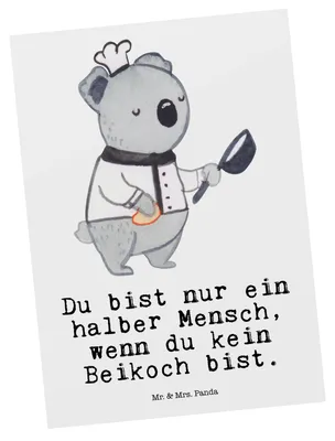 Produktbild von Mr. & Mrs. Panda Postkarte Beikoch Herz - Weiß - Geschenk, Spruch, Fotokarte, Restaurant, Gastronomie, Ansichtskarte, Postkarten, Ansichtskarten, Grußkarte, Koch