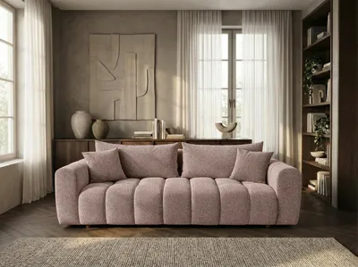 Image de Sofiland COSMO LUXURY Canapé Droit Convertible 240cm Tissu Texturé rose sale