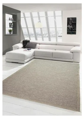 Produktbild von In- & Outdoor Teppich in Sisal-Optik | Küche, Wohnzimmer, Terrasse, Balkon | beige grau - Größe 80x150 cm