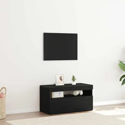 Immagine prodotto di Maison Exclusive - Mobile TV 75 x 35 x 40 cm, colore nero, finitura effetto legno di quercia, realizzato in materiale composito
