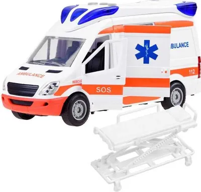 Obrázok produktu pre Sanitka s nosidlami + zvuk a svetlo Hracie autíčko Jokomisiada Vek: 3+, Materiál: plast, Batérie: áno, Stav tovaru: , Druh tovaru: Špeciálne vozidlá