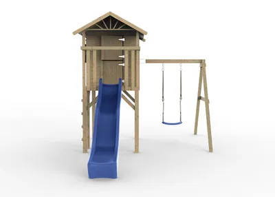 Produktbild von Stelzenhaus Tree Hut KDI inkl. Einzelschaukel und Rutsche blau