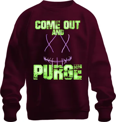Produktbild von COME OUT AND PURGE Grusel Halloween Horror Neon Grunge Unheimlich Uni Sweatshirt Pullover, Burgundy, M